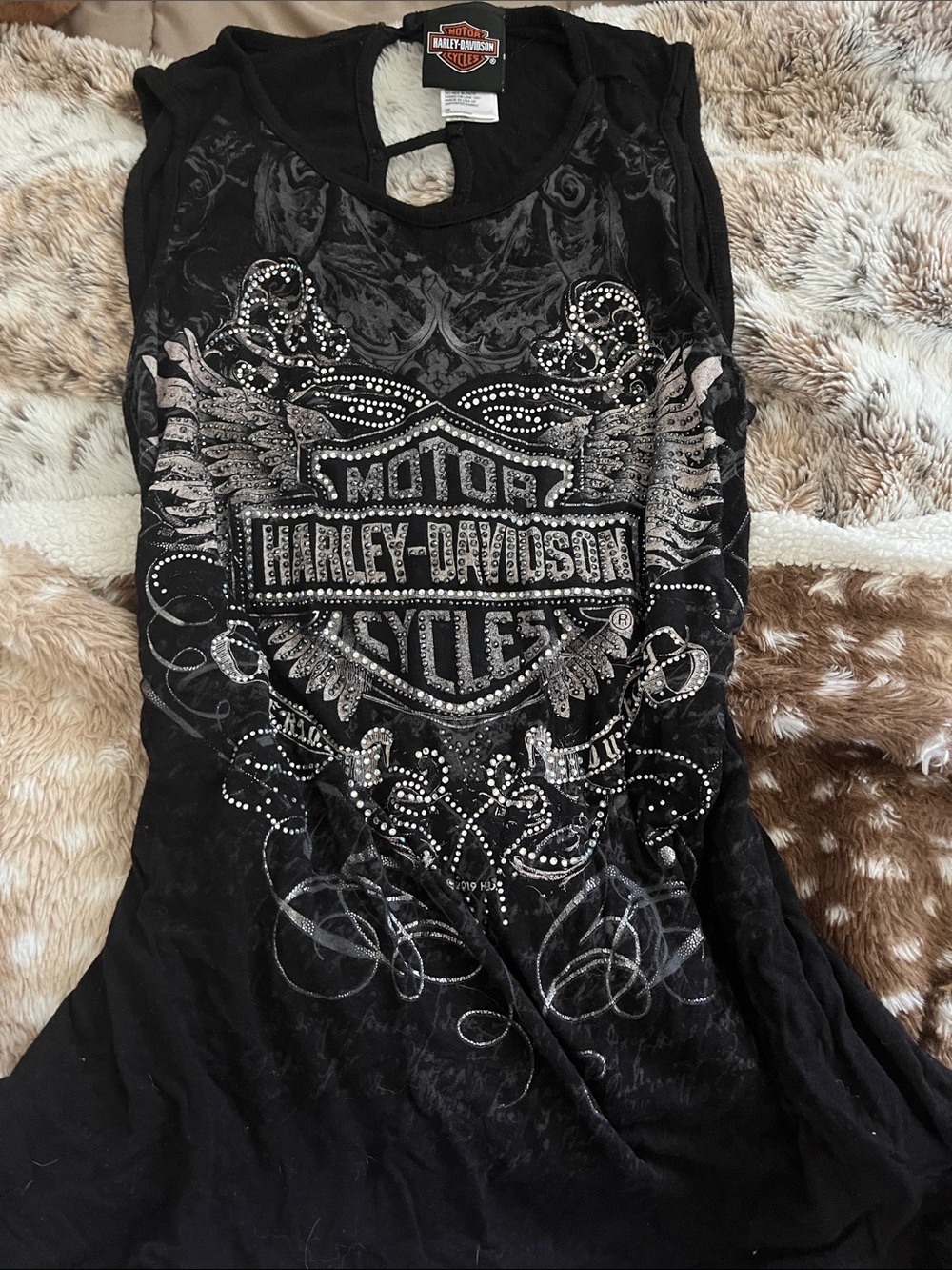 Harley Davidson y2k studded top.